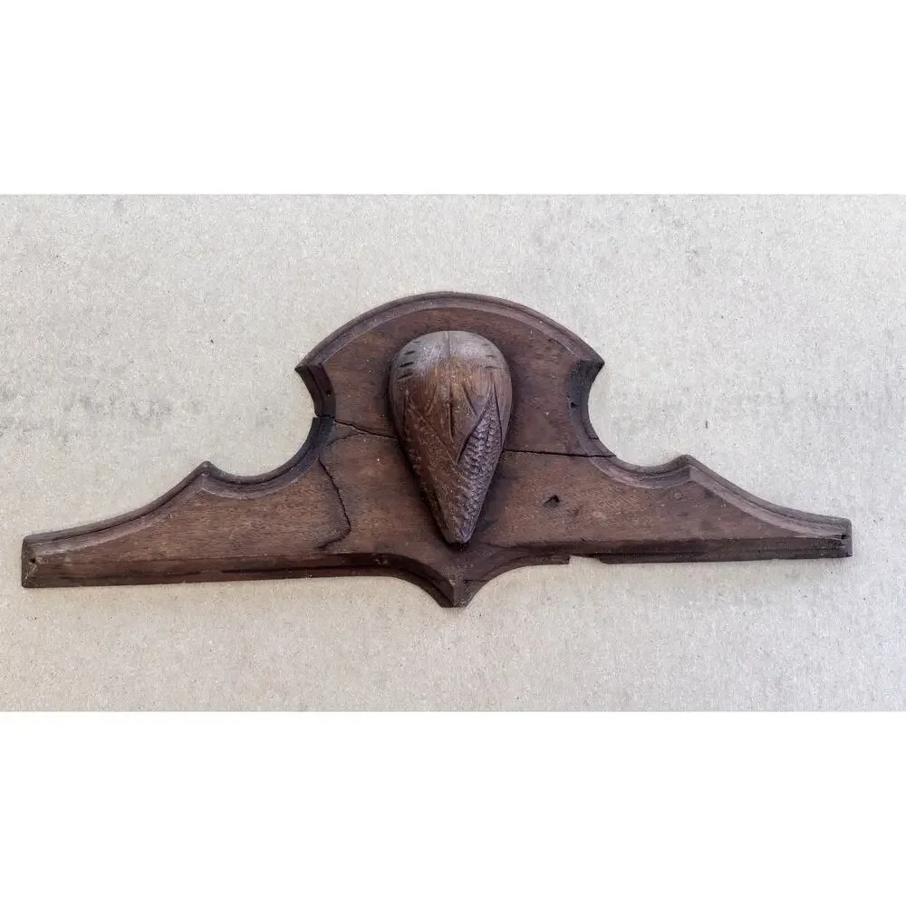 Antique Victorian Carved Furniture Crest Pediment Pine Cone 16-1/4